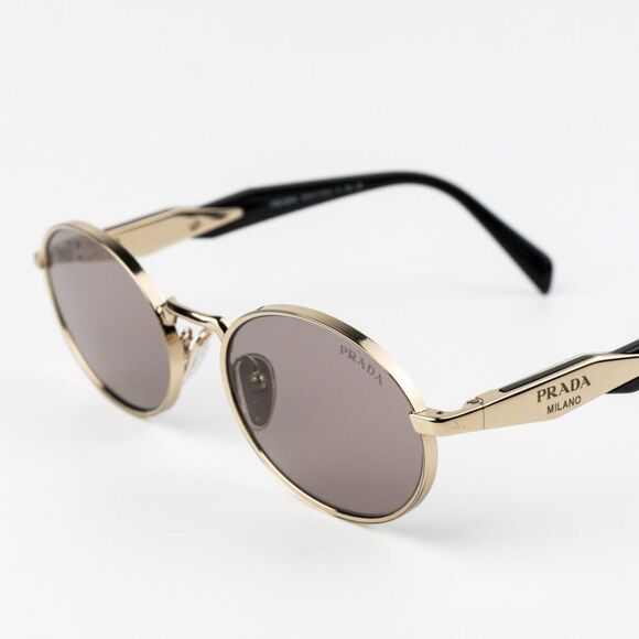 NEW Prada PR65ZS ZVN20I Pale Gold Purple Brown Oval Metal Unisex Sunglasses - Picture 6 of 11